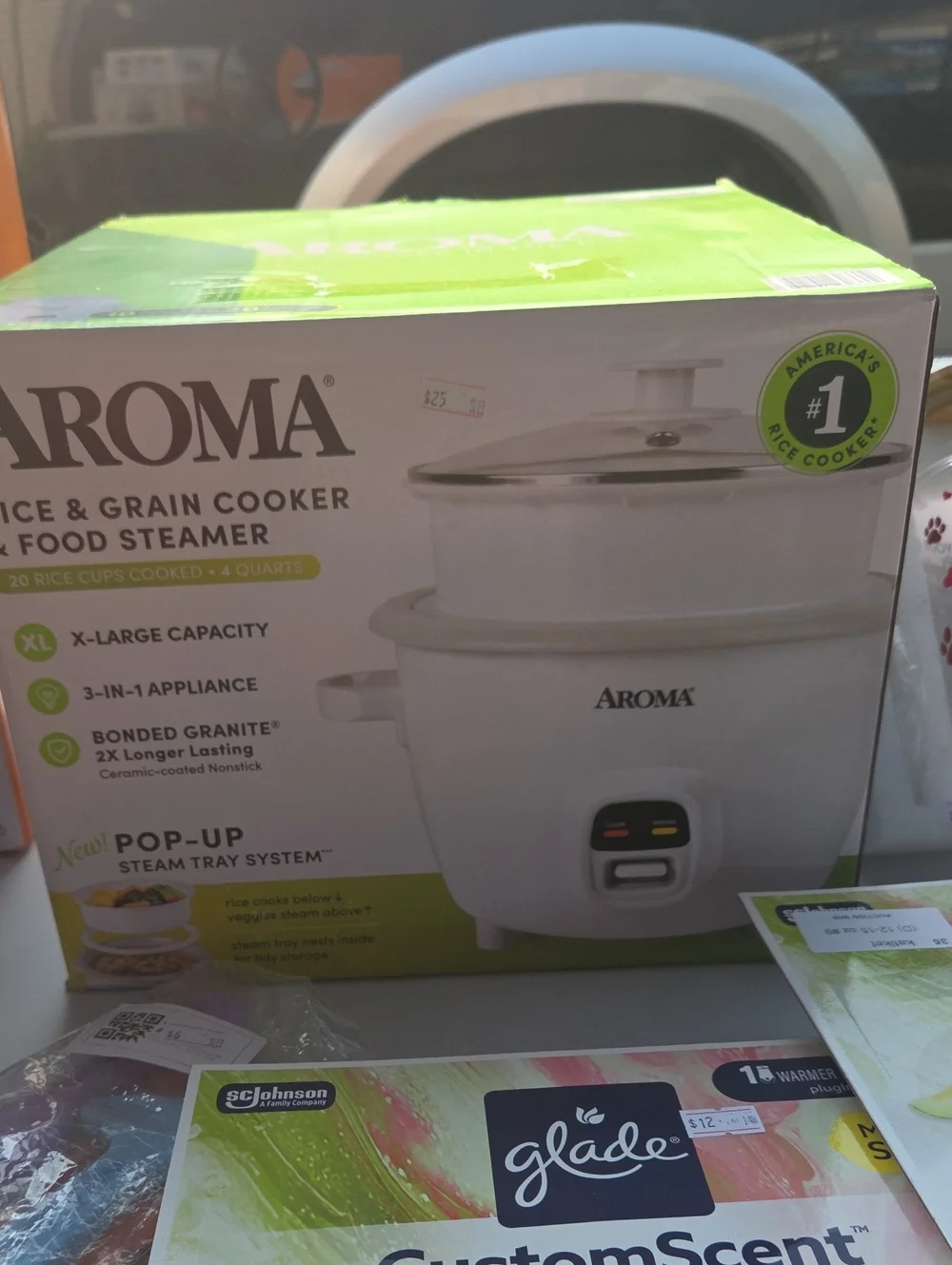 Roma White Electric Rice & Grain Cooker with Steamer Basket
